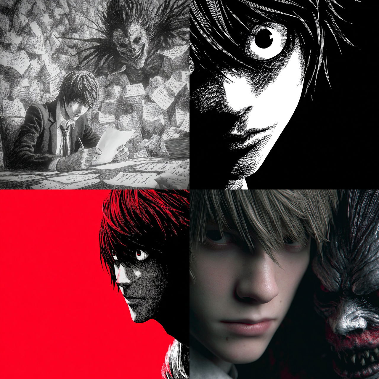 Death Note style, Midjourney V7, render 1 of 4