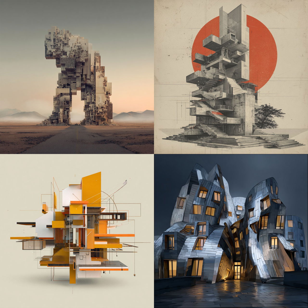 Deconstructivism style, Midjourney V7, render 1 of 4