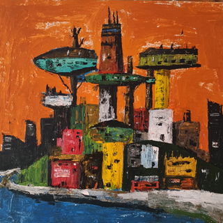 Garbleskull style, Midjourney V7: megacity with futuristic bioarchitecture