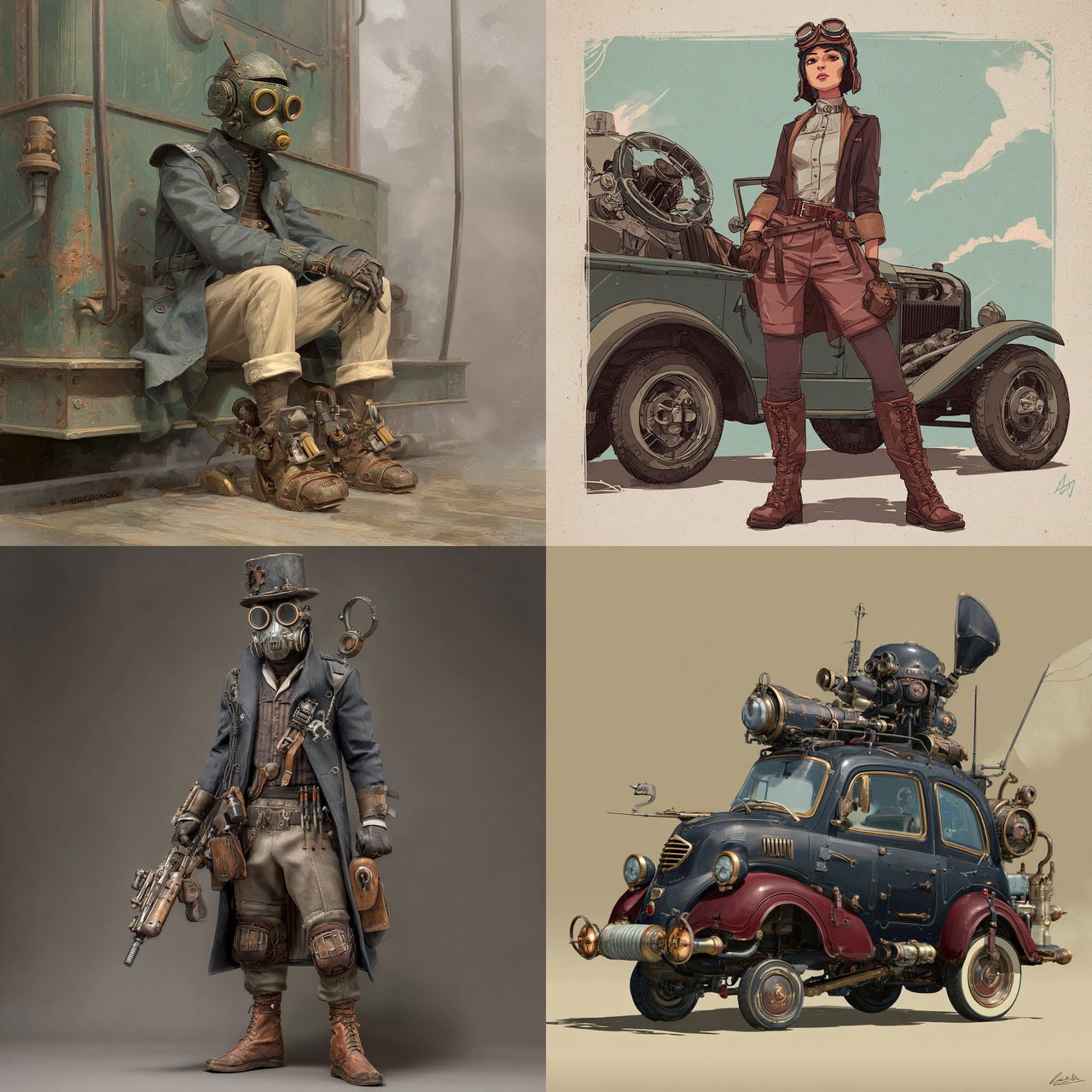 Dieselpunk style, Midjourney V7, render 1 of 4