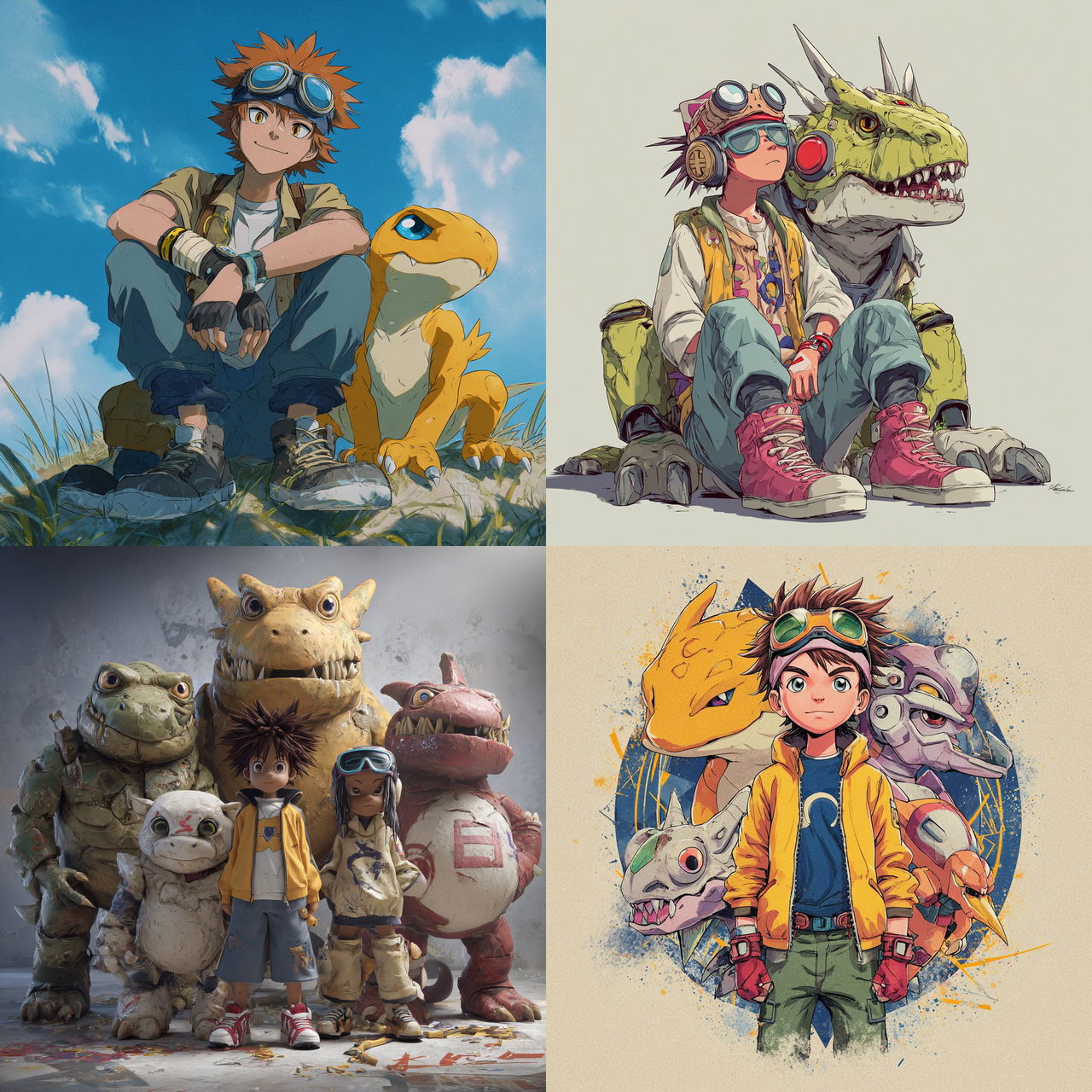 Digimon style, Midjourney V7, render 1 of 4
