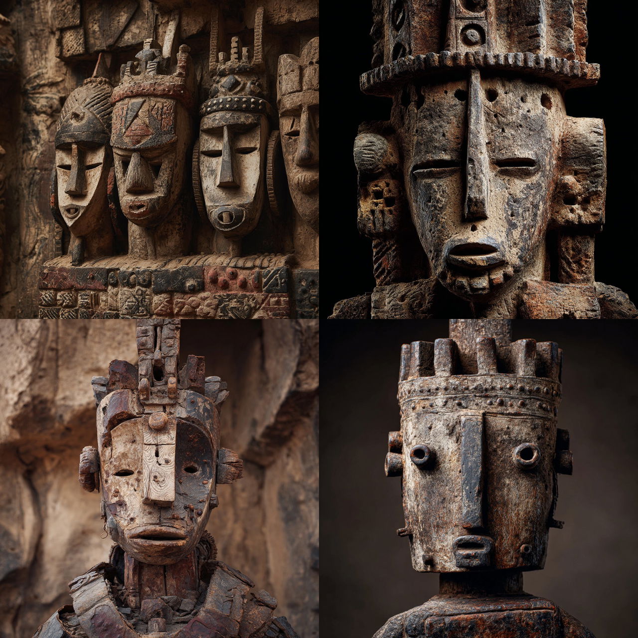 Dogon art style, Midjourney V7, render 1 of 4