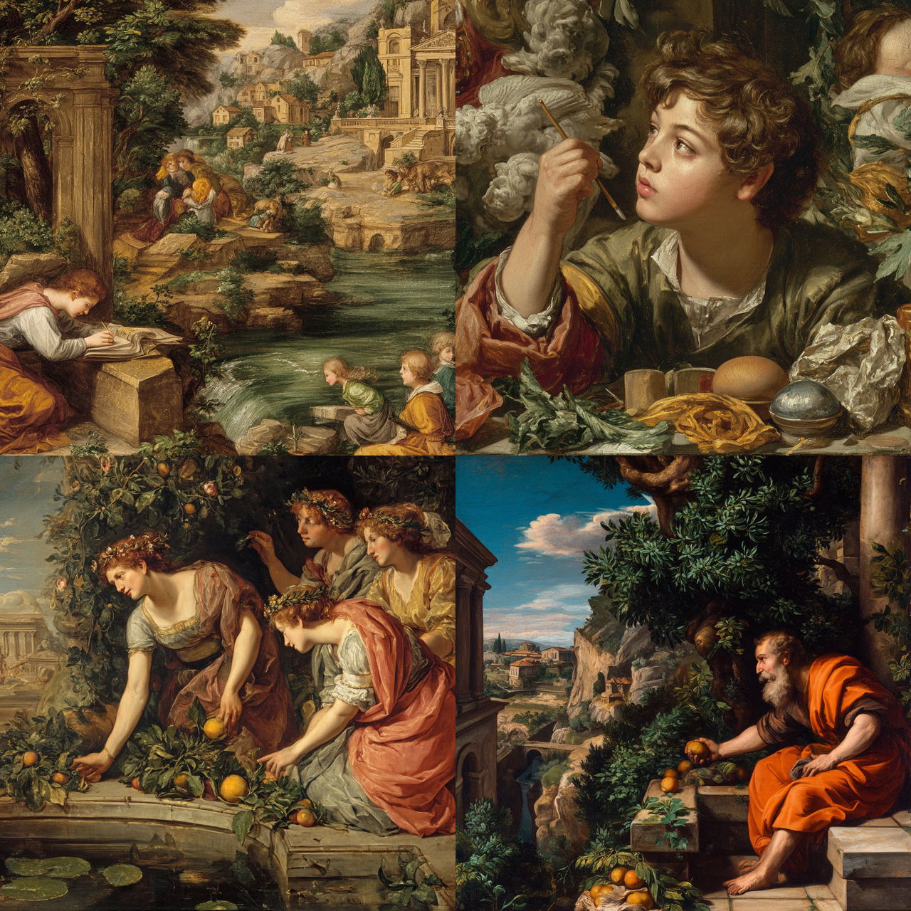 Domenichino style, Midjourney V7, render 1 of 4
