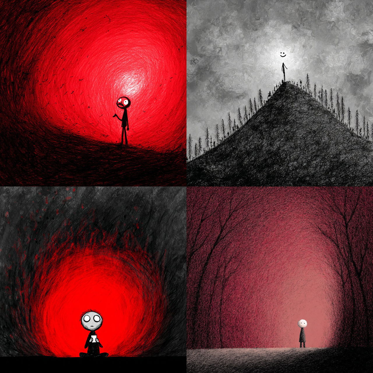 Don Hertzfeldt style, Midjourney V7, render 1 of 4