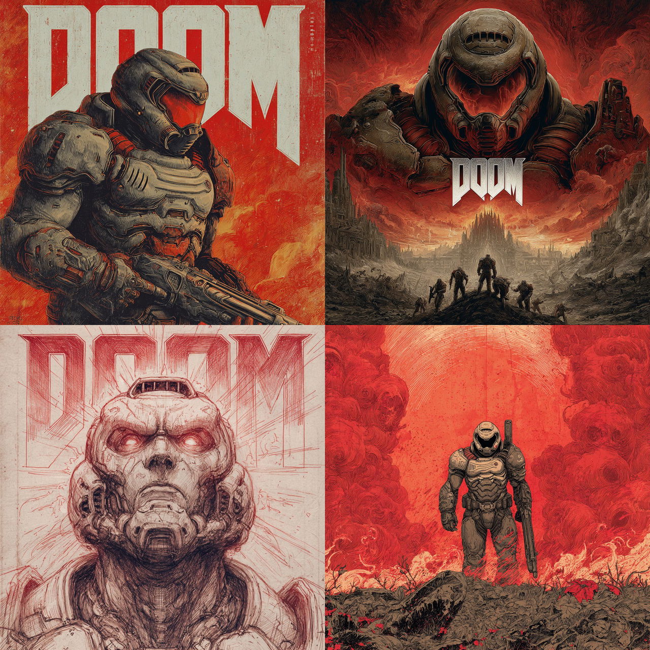 Doom style, Midjourney V7, render 1 of 4