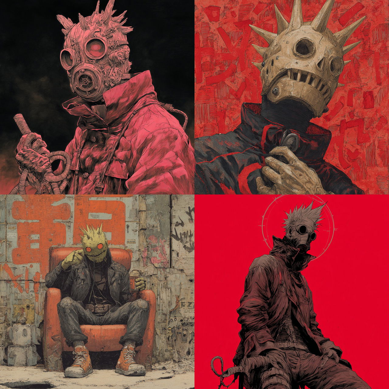 Dorohedoro style, Midjourney V7, render 1 of 4