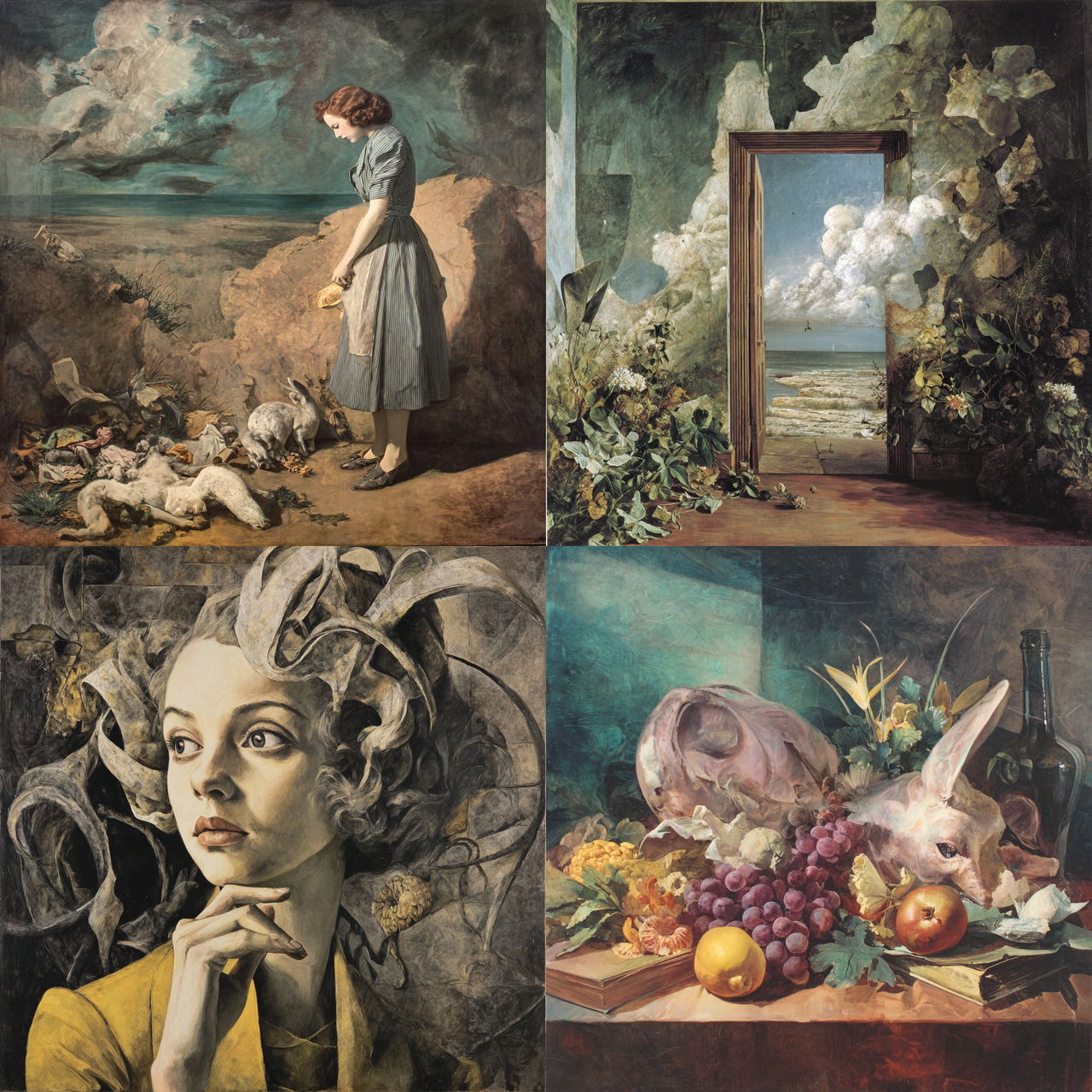 Dorothea Tanning style, Midjourney V7, render 1 of 4