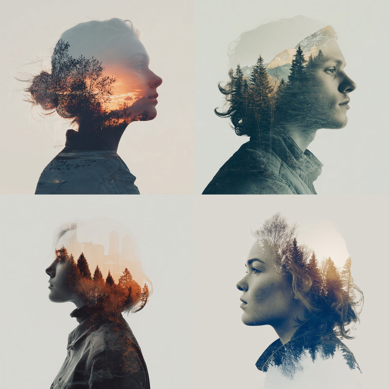 Double exposure style, Midjourney V7, render 1 of 4