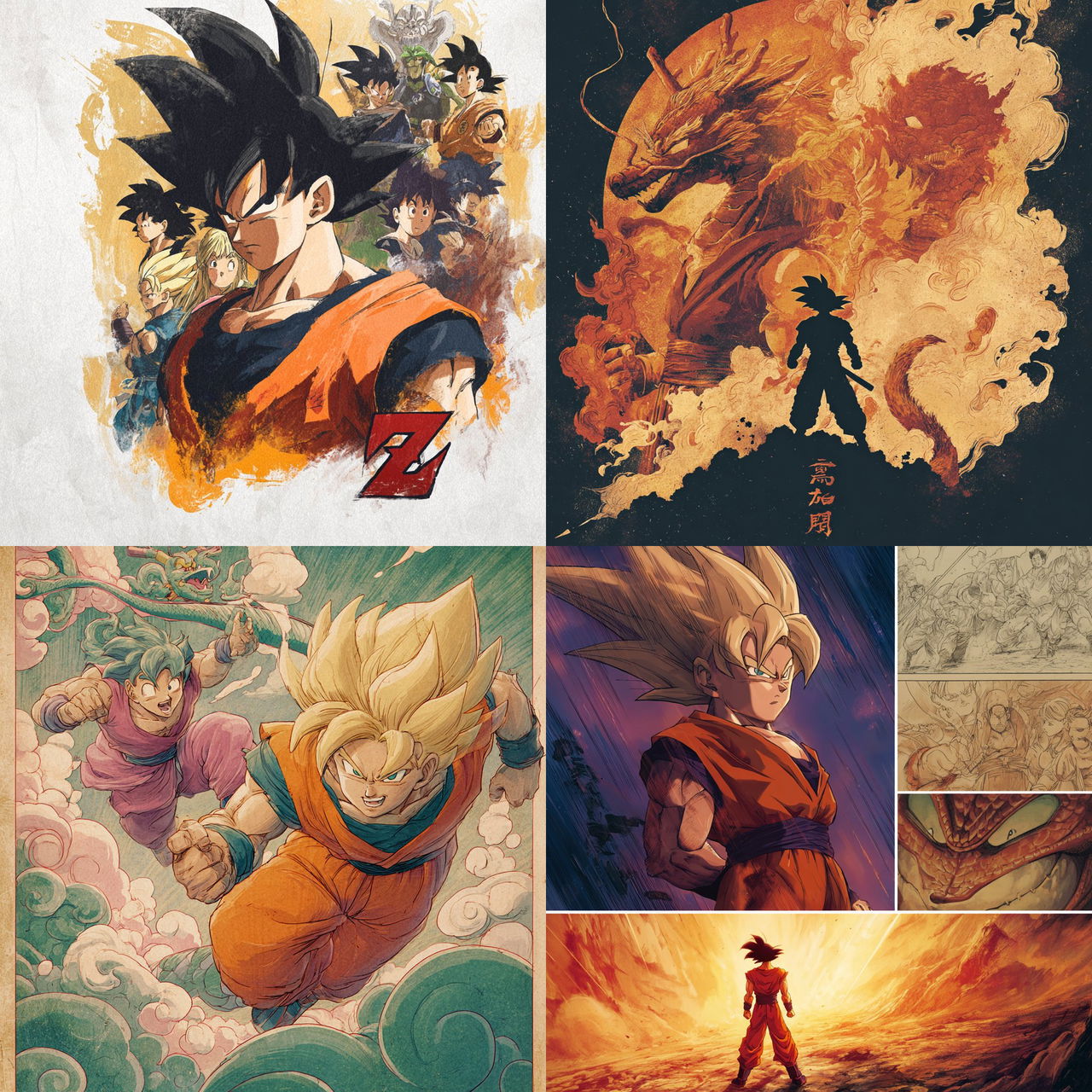 Dragon Ball Z style, Midjourney V7, render 1 of 4
