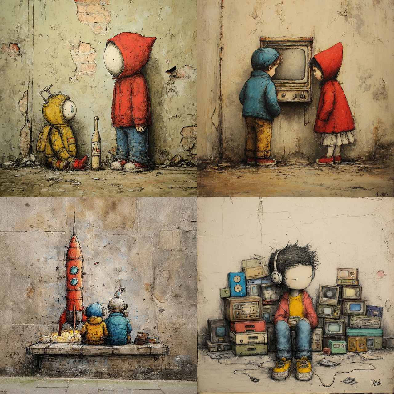 Dran style, Midjourney V7, render 1 of 4
