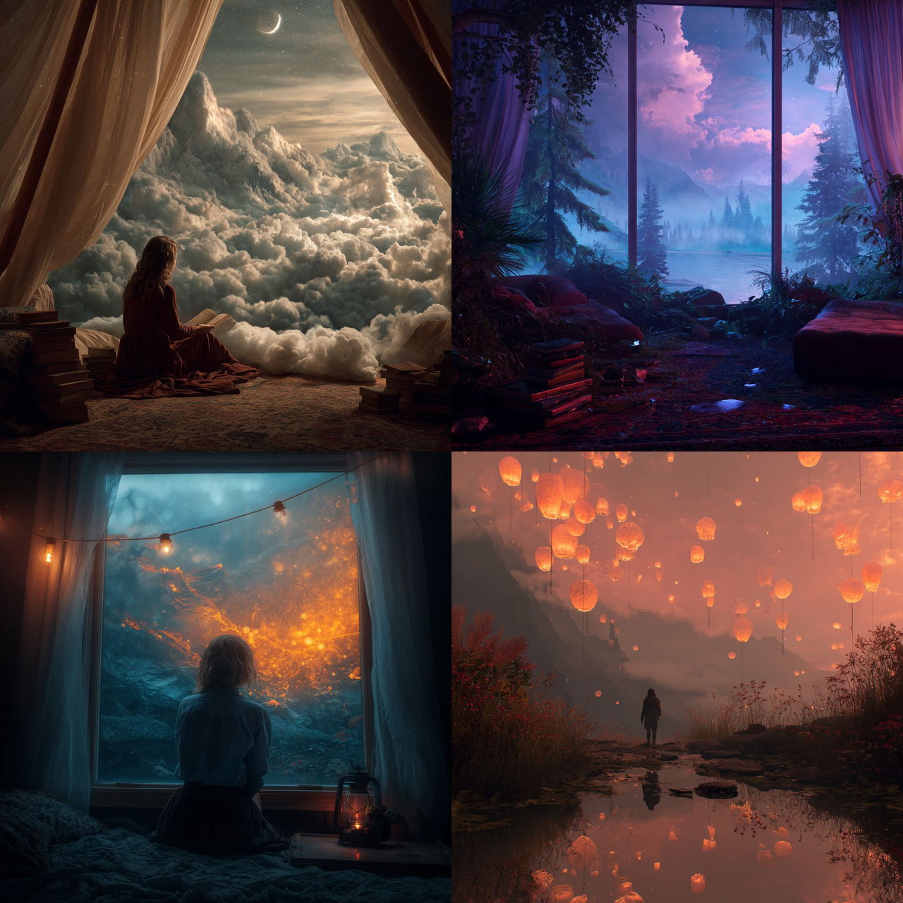 Dreamy atmosphere style, Midjourney V7, render 1 of 4