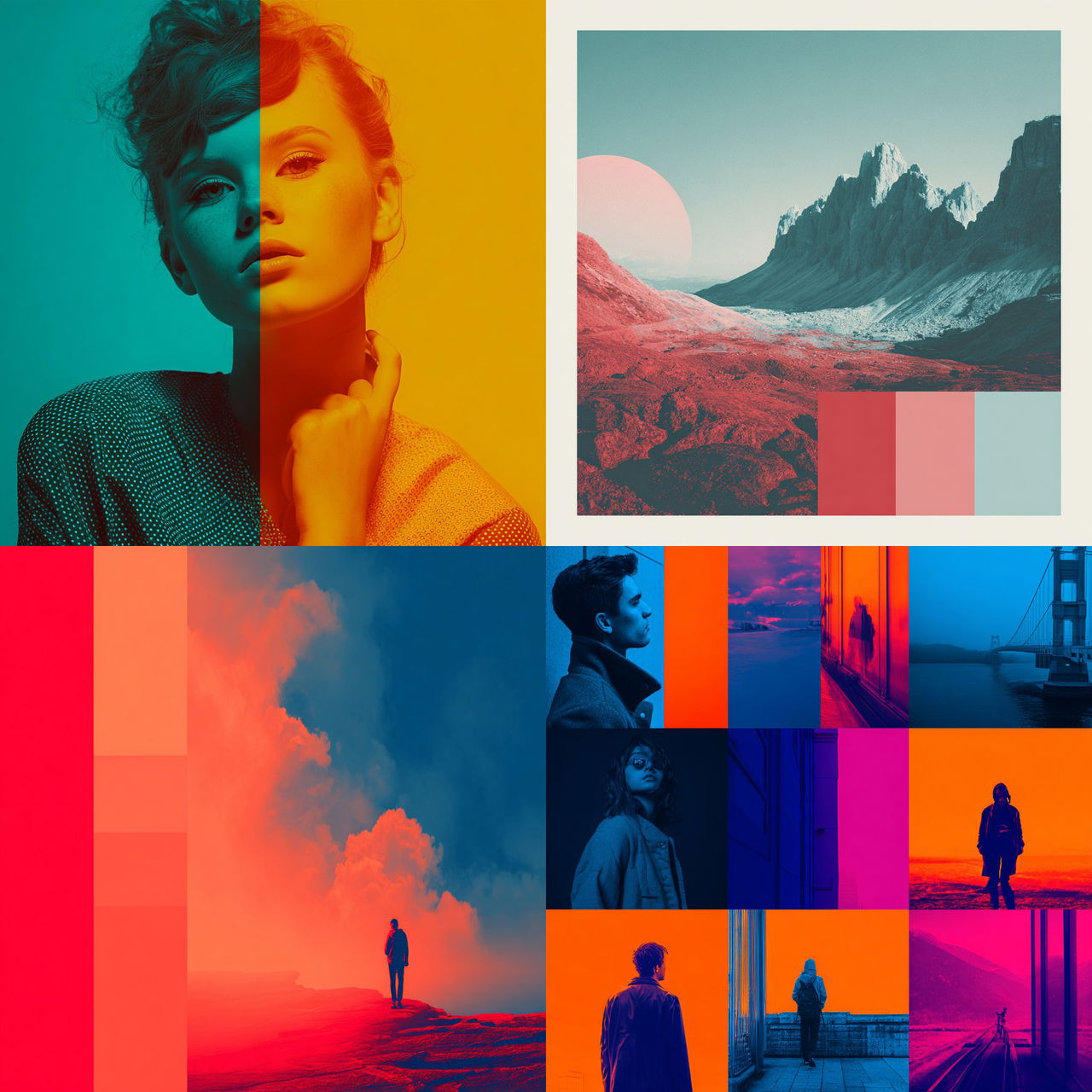 Duotone colors style, Midjourney V7, render 1 of 4