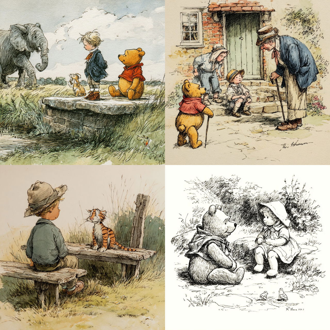 E. H. Shepard style, Midjourney V7, render 1 of 4