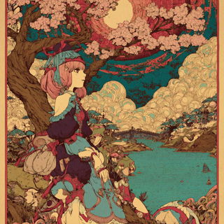 Rosetteichthys style, Midjourney V7: retro fairy-tale illustration