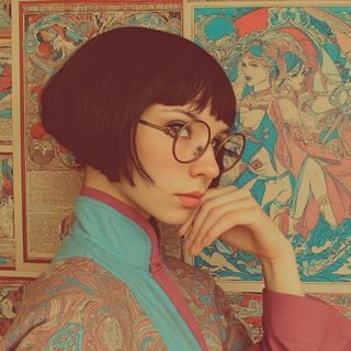 Rosetteichthys style, Midjourney V7: photographic portrait of female protagonist