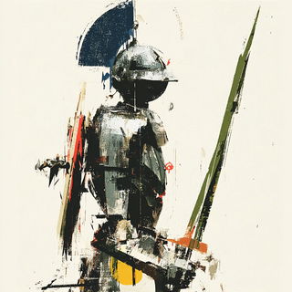 Asphalt Palimpsest style, Midjourney V7: concept art character design of retropunk steam knight