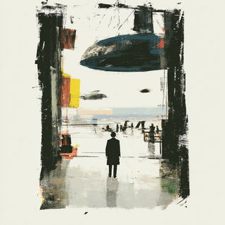 Asphalt Palimpsest style, Midjourney V7: cinematic shot from sci-fi movie