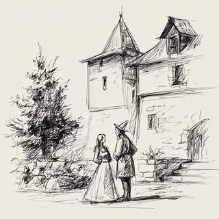 Stratigraphic Sketchbook style, Midjourney V7: retro fairy-tale illustration