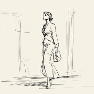 Stratigraphic Sketchbook style, Midjourney V7: haute-couture fashion outfit