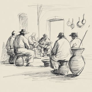 Stratigraphic Sketchbook style, Midjourney V7: traditional folk art