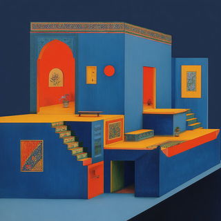 Domelotica style, Midjourney V7: abstract 3D render