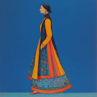 Domelotica style, Midjourney V7: haute-couture fashion outfit