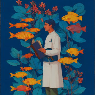 Domelotica style, Midjourney V7: editorial illustration for popular scientific magazine cover