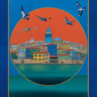 Domelotica style, Midjourney V7: bold minimalist logo design for Istanbul city municipal services