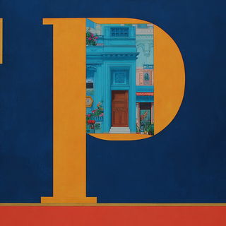 Domelotica style, Midjourney V7: typographic composition with large letters