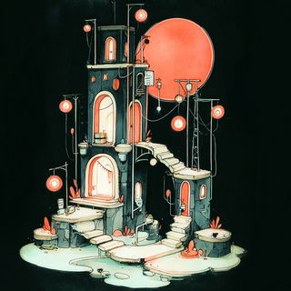 Coralwood Folklorism style, Midjourney V7: abstract 3D render