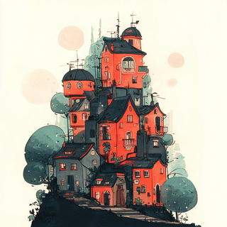 Coralwood Folklorism style, Midjourney V7: megacity with futuristic bioarchitecture