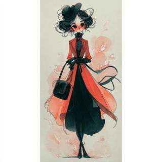 Coralwood Folklorism style, Midjourney V7: haute-couture fashion outfit