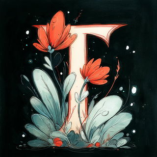 Coralwood Folklorism style, Midjourney V7: typographic composition with large letters