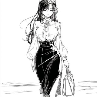 Tailored Gesture Drawing style, Midjourney V7: haute-couture fashion outfit