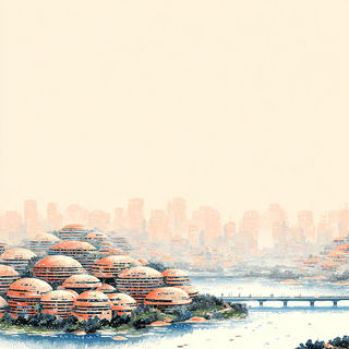Sakuramarine style, Midjourney V7: megacity with futuristic bioarchitecture