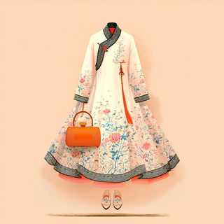 Sakuramarine style, Midjourney V7: haute-couture fashion outfit