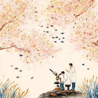 Sakuramarine style, Midjourney V7: editorial illustration for popular scientific magazine cover