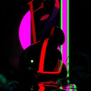 Phthalocyanine Spectralism style, Midjourney V7: typographic composition with large letters