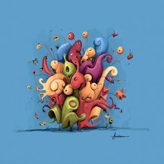 Caricrest style, Midjourney V7: abstract 3D render