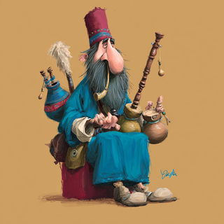 Caricrest style, Midjourney V7: traditional folk art