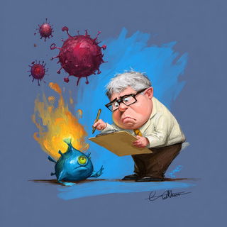Caricrest style, Midjourney V7: editorial illustration for popular scientific magazine cover