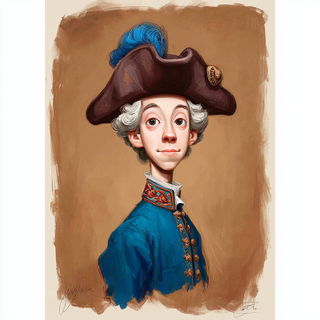 Caricrest style, Midjourney V7: classical 18th-century oil painting