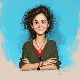 Caricrest style, Midjourney V7: photographic portrait of female protagonist