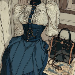 Rust Vein Courtship style, Midjourney V7: haute-couture fashion outfit