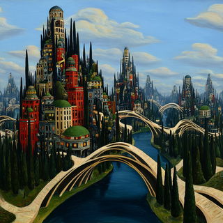Nautical Gnomon style, Midjourney V7: megacity with futuristic bioarchitecture