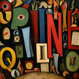 Nautical Gnomon style, Midjourney V7: typographic composition with large letters