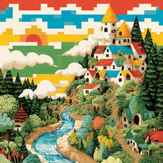 Hortivista style, Midjourney V7: retro fairy-tale illustration