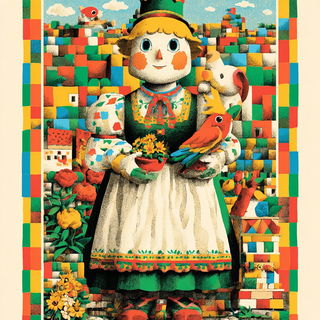 Hortivista style, Midjourney V7: traditional folk art