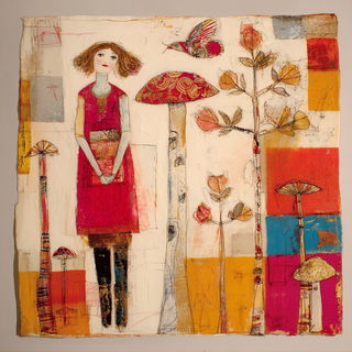 Celstitch style, Midjourney V7: retro fairy-tale illustration