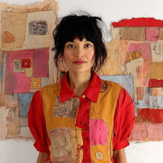 Celstitch style, Midjourney V7: photographic portrait of female protagonist
